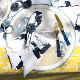 Damask print tablecloth, yellow