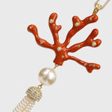 Coral tassel hanging ornament, coral