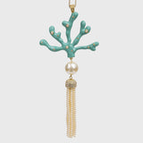 Coral tassel hanging ornament, turquoise