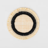 Ruffle edge straw coasters, black