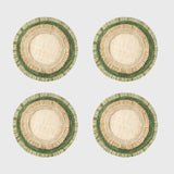 Ruffle edge straw coasters, green