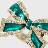 Enamel bow skinny napkin rings, green, set of four