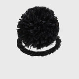 Straw pompom napkin rings, black, set of four