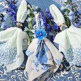 Damask print tablecloth, blue