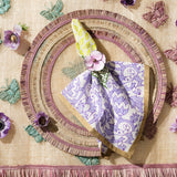 Ruffle edge straw placemats, lilac, set of four