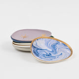 Marbleized porcelain ring dish, blue
