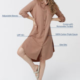 Sand Gauze Button Down Shirt Dress