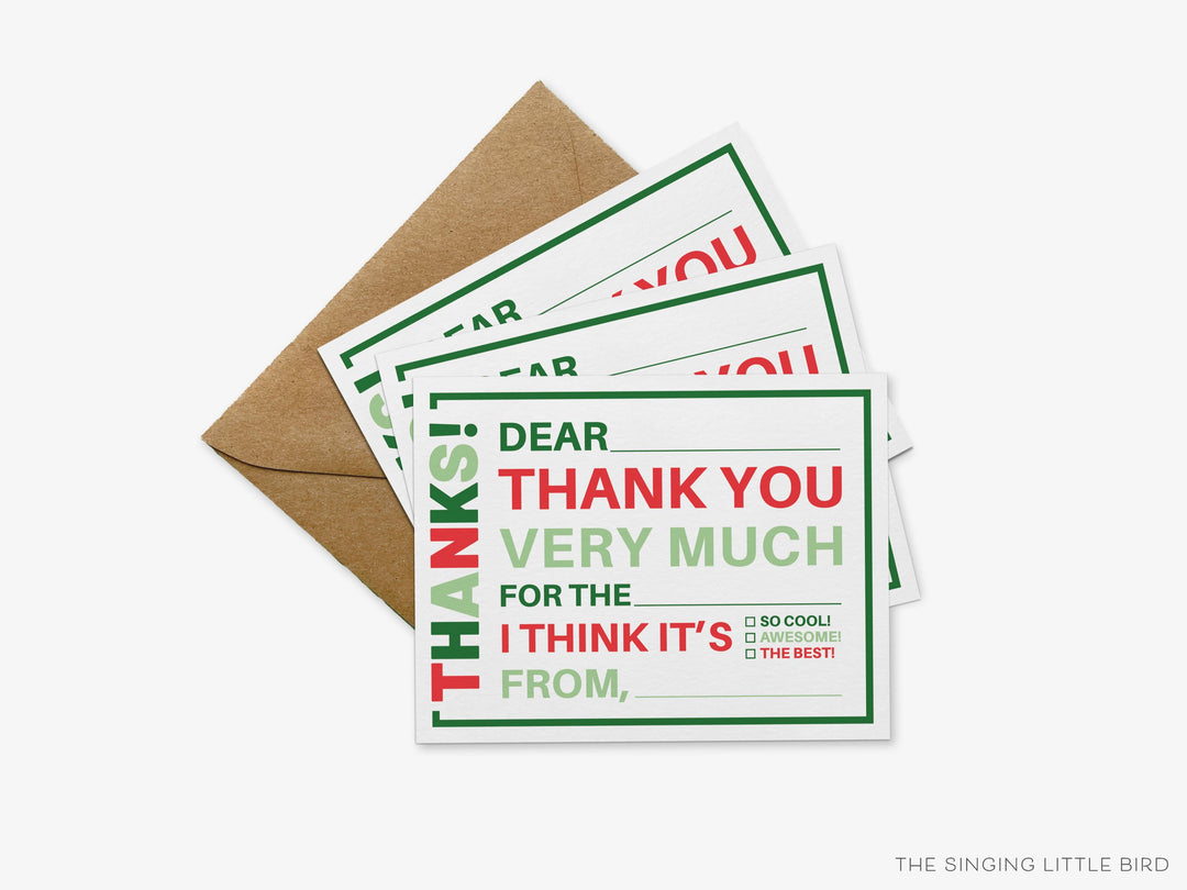 Kids Christmas Fill In The Blank Thank You Flat Notes – The Preppy ...