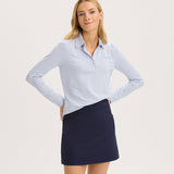Long Sleeve Puff Sleeve Cotton Stripe Polo