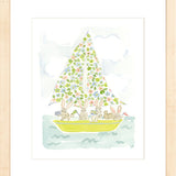 The "Sailboat Menagerie Bunnies" Fine Art Print