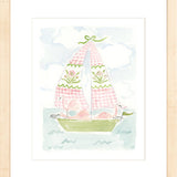 The "Sailboat Menagerie Flamingos" Fine Art Print