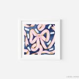 Navy & Pink Golden Bows Art Print [5x5]