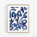 Navy & White Golden Bows Art Print [11x14]