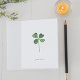 Four Leaf Clover Watercolor Note Card (single card)