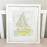 The "Sailboat Menagerie Bunnies" Fine Art Print