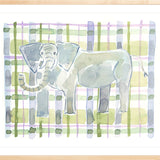 The "Plaid Elephant" Watercolor Animal Fine Art Print