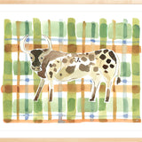 The "Plaid Bull" Watercolor Animal Fine Art Print
