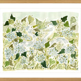 The "Herons in the Hydrangeas" Fine Art Print