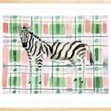 The "Plaid Zebra" Watercolor Animal Fine Art Print