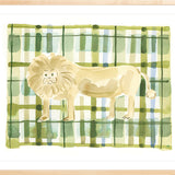 The "Plaid Lion" Watercolor Animal Fine Art Print