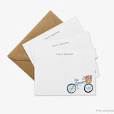 Personalized Bicycle Floral Flat Notes