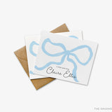 Personalized Blue Bow Greeting Cards