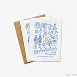 Personalized Blue and White Toile Christmas Cards