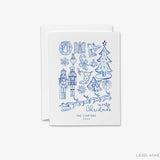 Personalized Blue and White Toile Christmas Cards