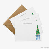 Personalized Christmas Topiary Flat Notes