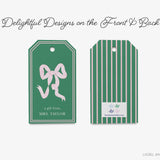 Personalized Green and Pink Bow Gift Tags