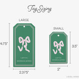Personalized Green and Pink Bow Gift Tags