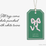 Personalized Green and Pink Bow Gift Tags