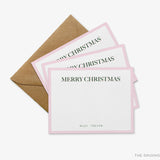 Personalized Merry Christmas Pink and Green Flat Notes