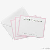 Personalized Merry Christmas Pink and Green Flat Notes