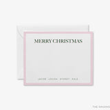 Personalized Merry Christmas Pink and Green Flat Notes