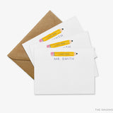 Personalized Pencil Teacher Flat Notes