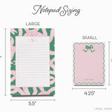 Personalized Pink and Green Bow Notepad