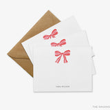 Personalized Red Bow Christmas Flat Notes