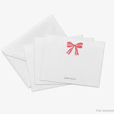 Personalized Red Bow Christmas Flat Notes