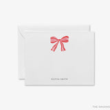 Personalized Red Bow Christmas Flat Notes