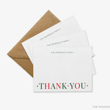 Personalized Red and Green Christmas Thank You Notes