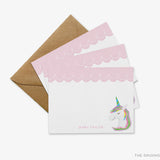 Personalized Unicorn Scalloped Flat Notes