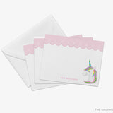 Personalized Unicorn Scalloped Flat Notes