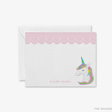 Personalized Unicorn Scalloped Flat Notes