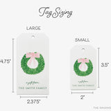 Personalized Wreath With Pink Bow Gift Tags