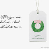 Personalized Wreath With Pink Bow Gift Tags