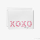 Personalized XOXO Pink and Red Pattern Greeting Cards