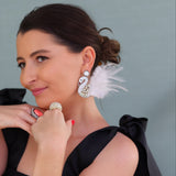 White Swan Feather Earrings