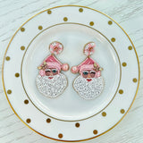 Nostalgic Vintage Pink Santa Earrings