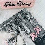 Pink & White  Bow Earrings